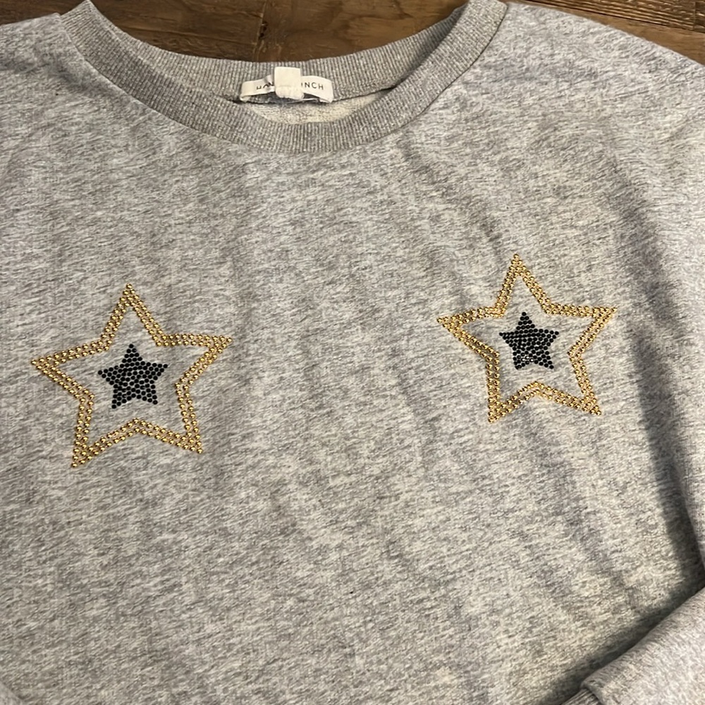 Honey Punch Gray Sweatshirt Crop STARS small - Picture 2 of 6